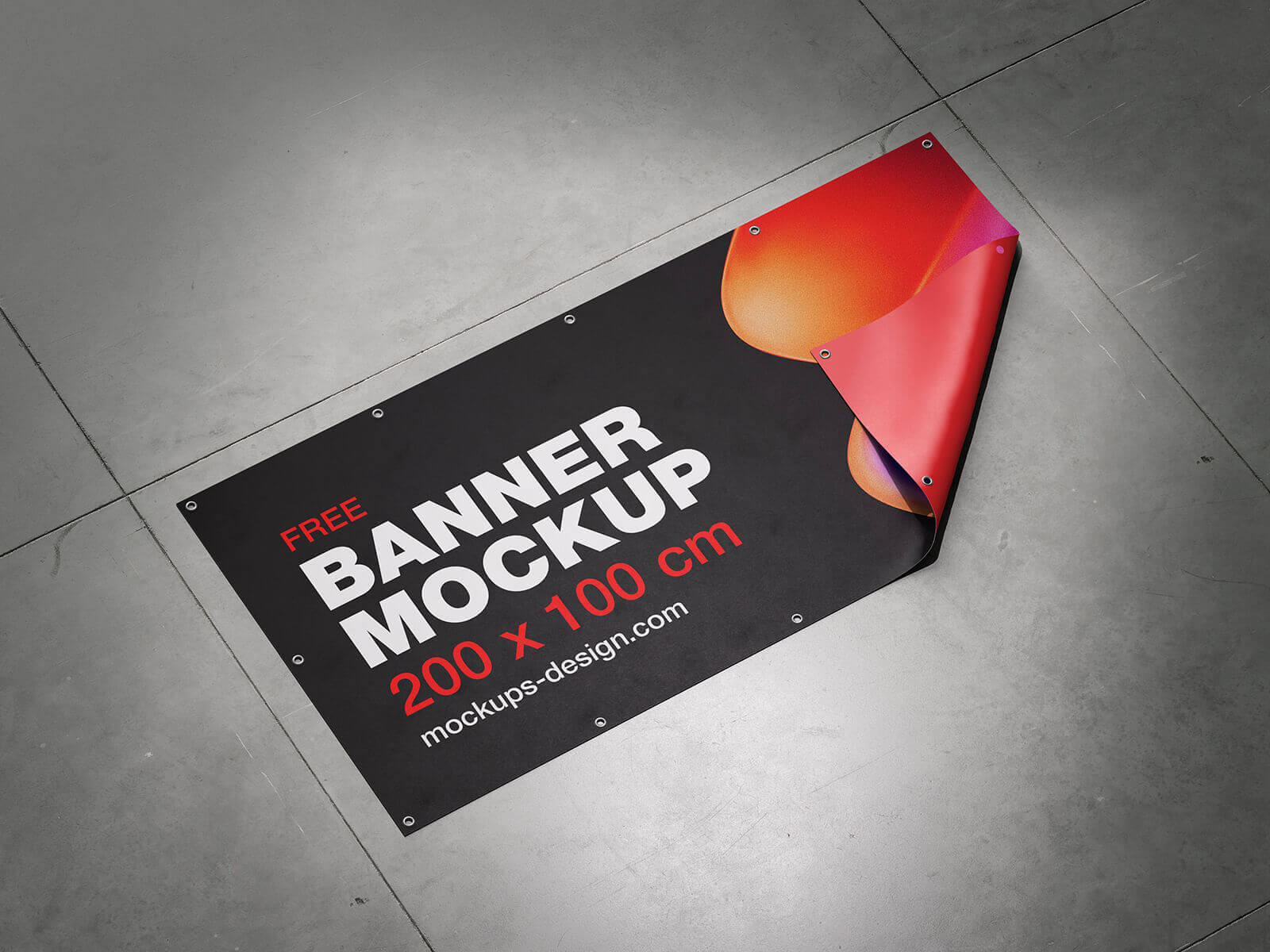 5 Free Flag / Banner On Floor Mockup PSD Files