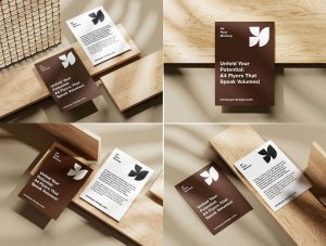 Free Wooden Planks A4 Flyer Mockup PSD Set