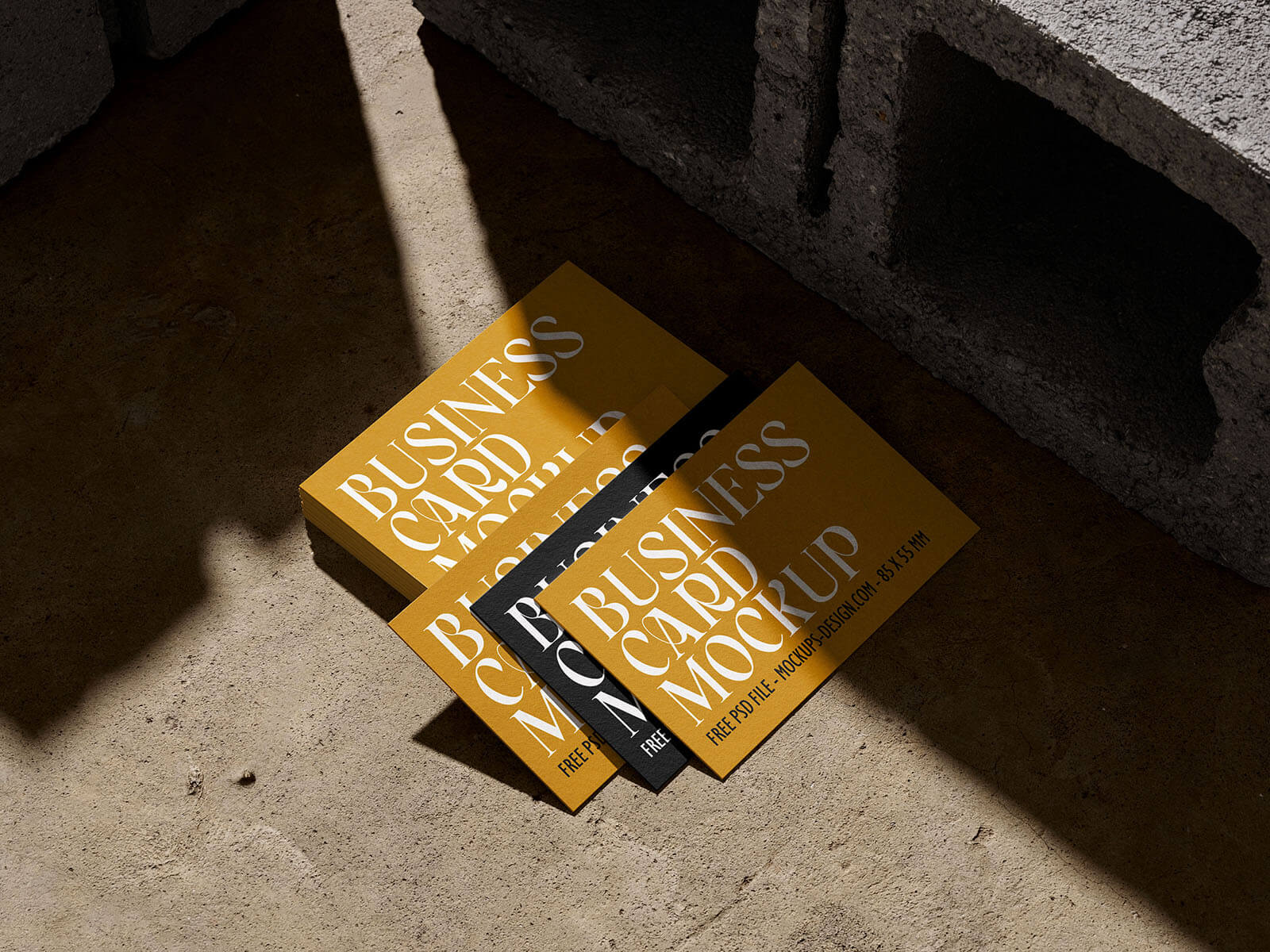 4 Free Concrete Brick Business Card Mockup PSD Files