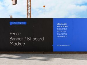 Free Boundary Wall Fence Banner / Billboard Mockup PSD Set