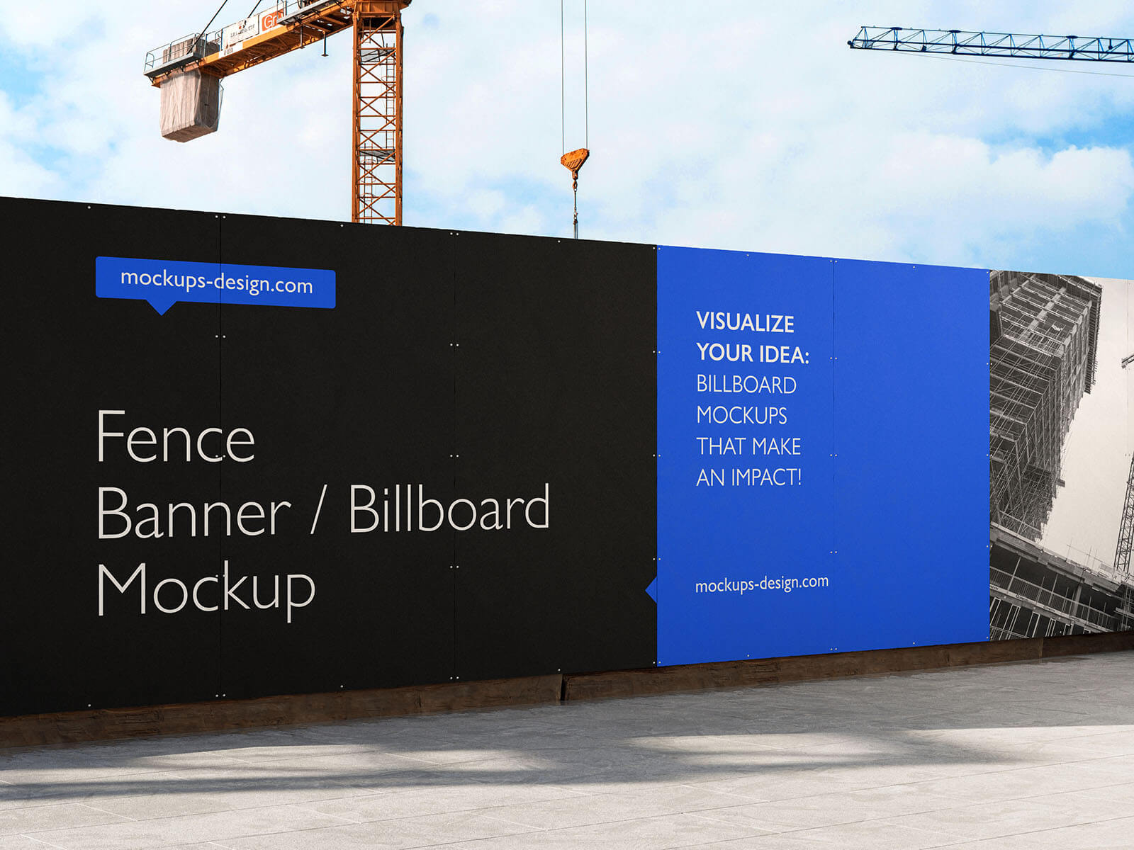 Free Boundary Wall Fence Banner / Billboard Mockup PSD Set