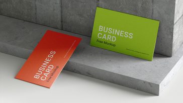 Free Business Card on Textured Wall Mockup