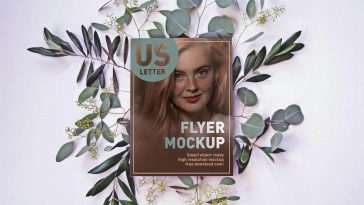 Free With Leaves US Letter Flyer Mockup PSD