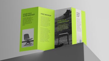 Free 4-Fold Accordion Brochure Mockup PSD