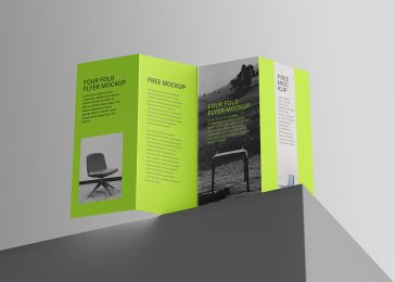 Free 4-Fold Accordion Brochure Mockup PSD