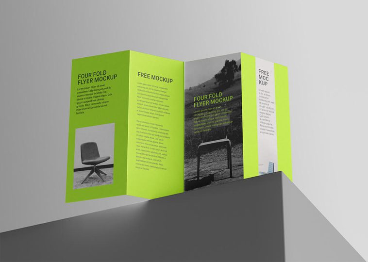 Free 4-Fold Accordion Brochure Mockup PSD