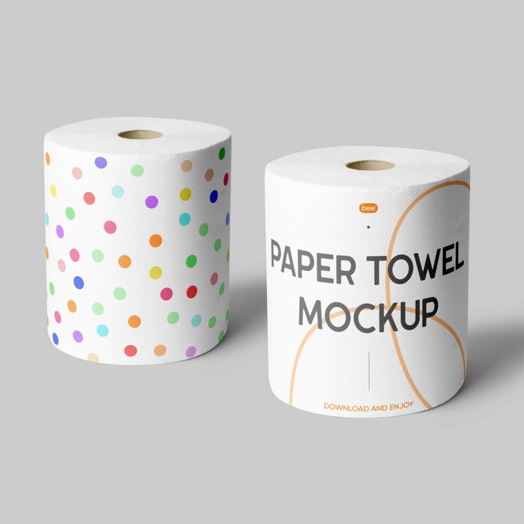 Free Kitchen Tissue Roll Paper Towel Mockup PSD