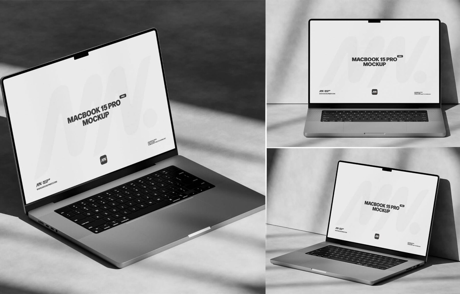 Free MacBook Pro 2024 In Dark Mockup PSD Set