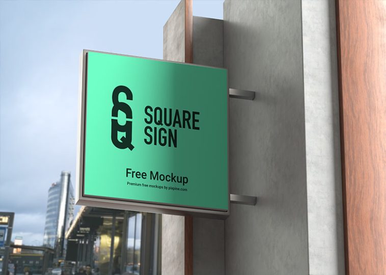 Free Outdoor Square Logo Signage Mockup