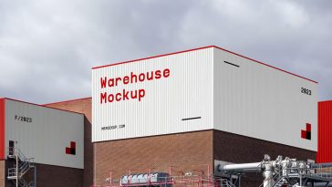 Free Warehouse Building Branding Mockup PSD