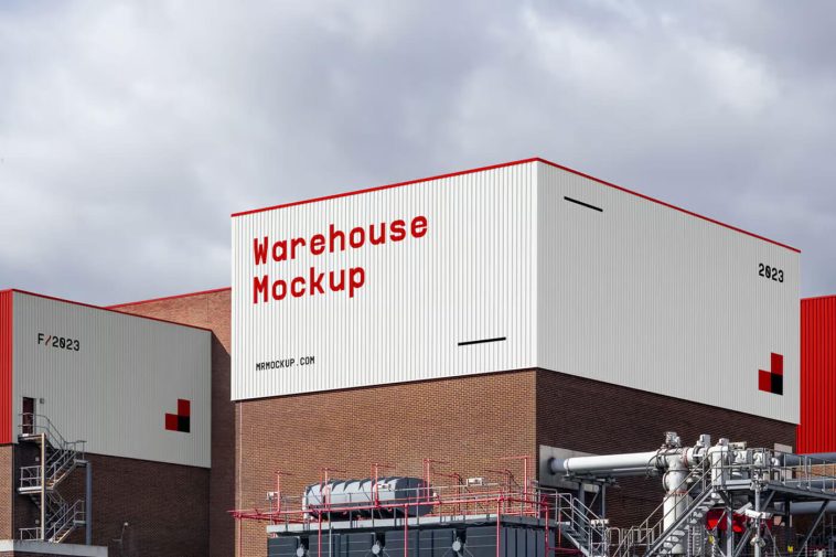 Free Warehouse Building Branding Mockup PSD