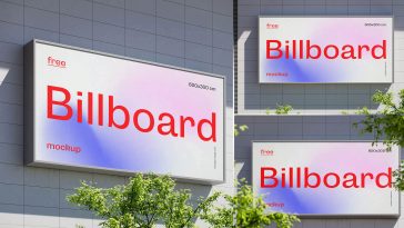 3 Free Wall Mounted Billboard Mockup PSD Set