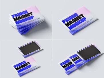 6 Free Square Fridge Magnet Mockup PSD Files