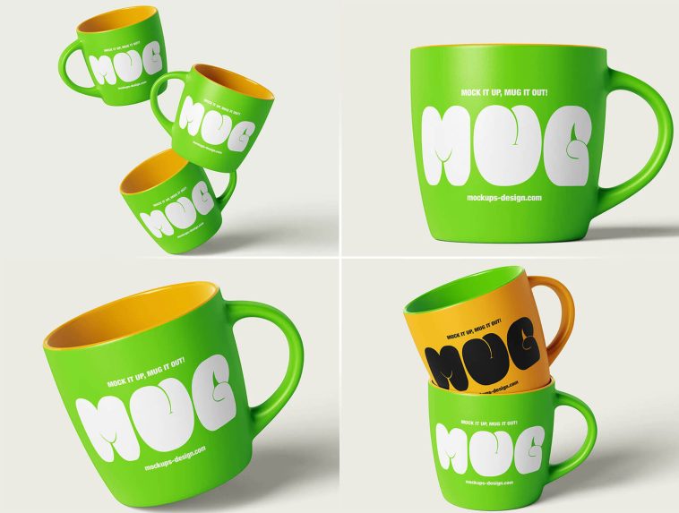 Free Premium Ceramic Coffee Mug Mockup PSD Set