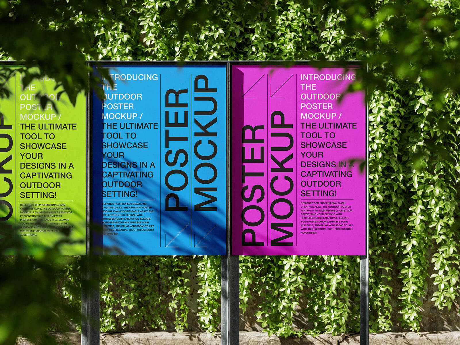 Free Lined-Up Street Poster Mockup PSD Set