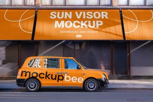 Shop Awning and Car Branding Mockup