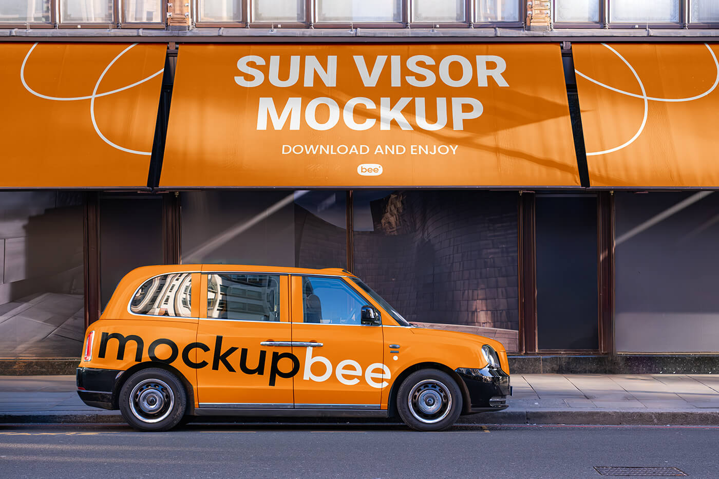 Shop Awning and Car Branding Mockup