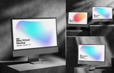 iMac Mockup In Dark Shadow