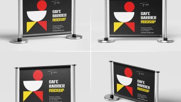 4 Free Outdoor Café Barrier Banner Mockup PSD Files