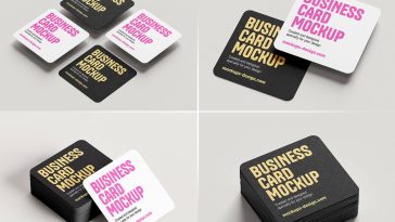 6 Free Rounded Corner Square Business Card Mockup PSD Files