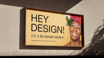 Free Wall Mounted Billboard Mockup PSD Set