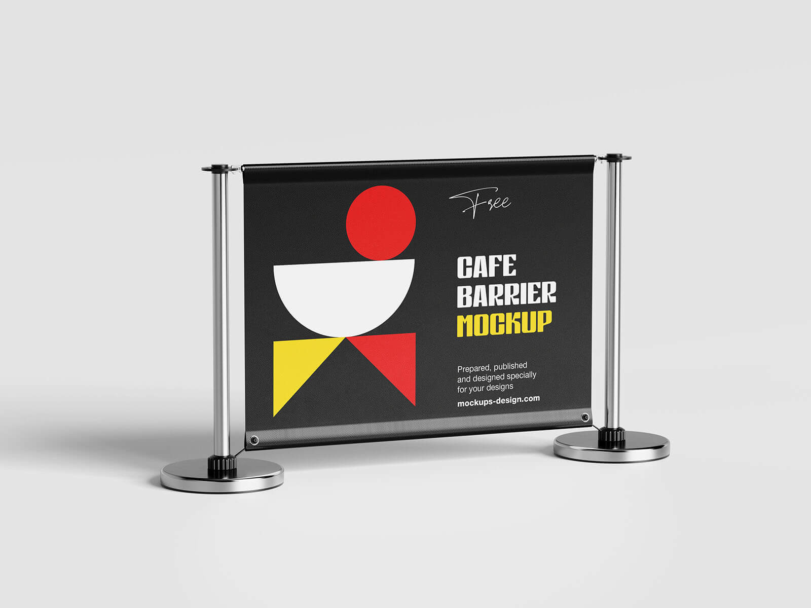 4 Free Outdoor Café Barrier Banner Mockup PSD Files