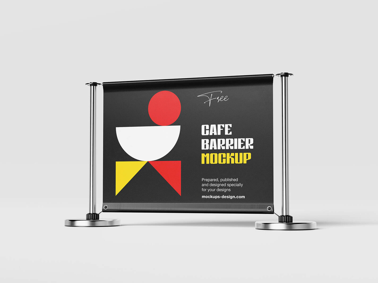 4 Free Outdoor Café Barrier Banner Mockup PSD Files