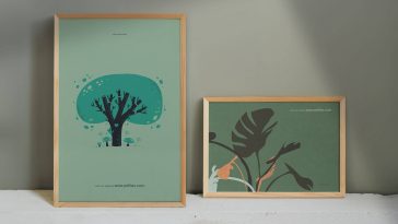 Free 2 Wooden Frames Mockup PSD