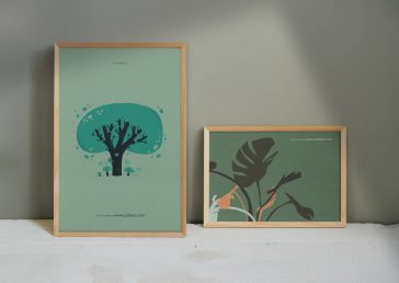 Free 2 Wooden Frames Mockup PSD