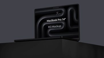 Free Apple MacBook Pro 14″ M3 Mockup PSD