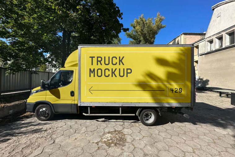 Free Box Truck Mockup