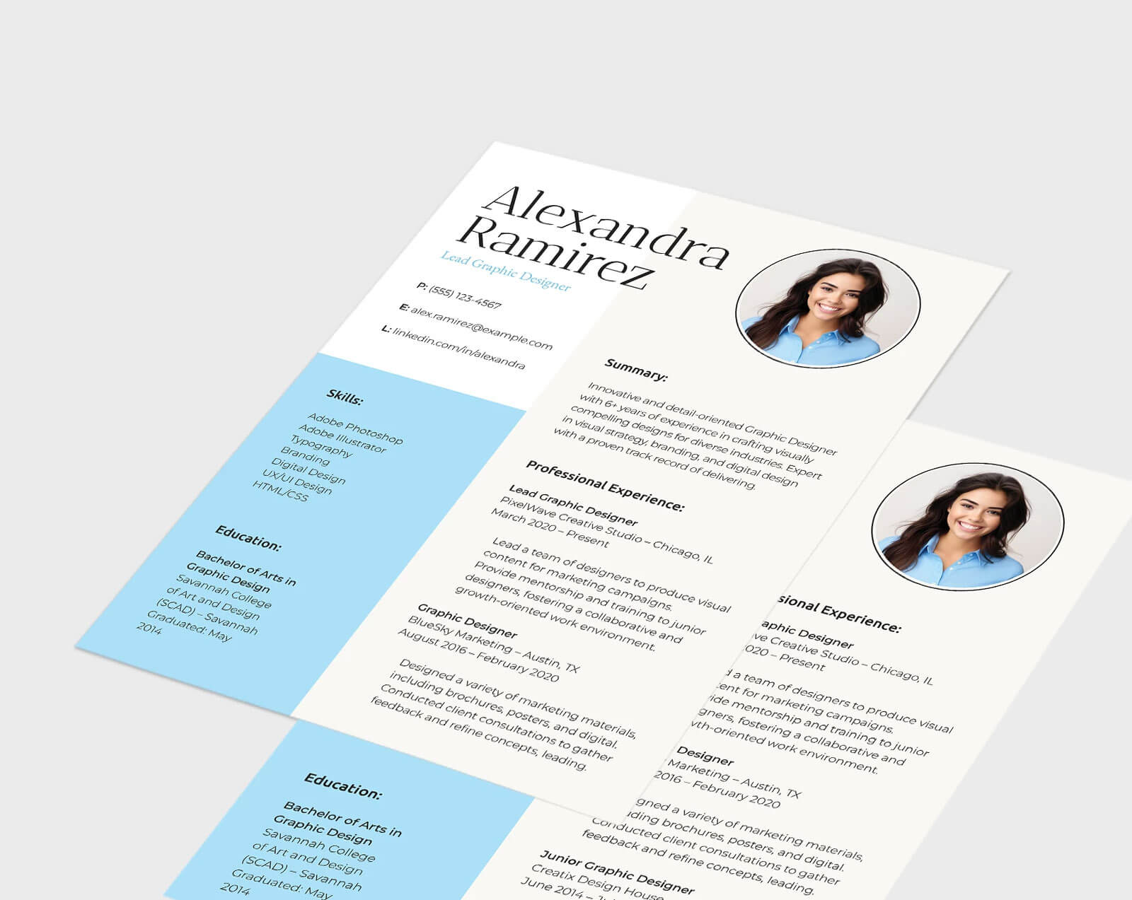 Free Bright Professional CV PSD Template