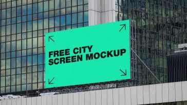 Free City Screen Billboard Mockup PSD