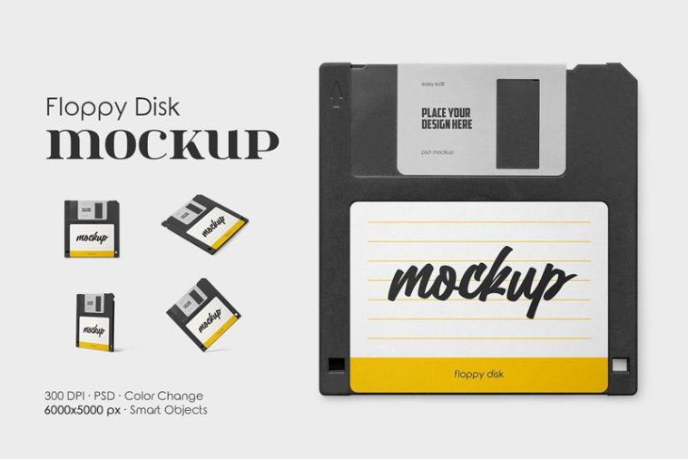 Free Floppy Disk Mockup PSD