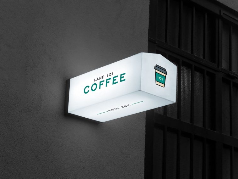 Free Illuminated Signboard Mockup PSD