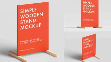 Free Minimalistic Wooden Display Stand Mockup PSD Set