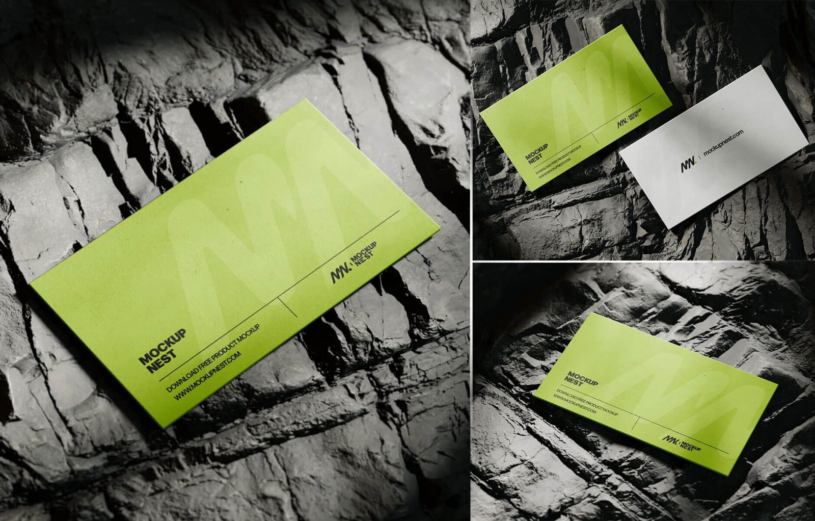 Free On Rock Business Card Mockup PSD Set