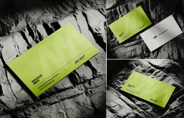 Free On Rock Business Card Mockup PSD Set