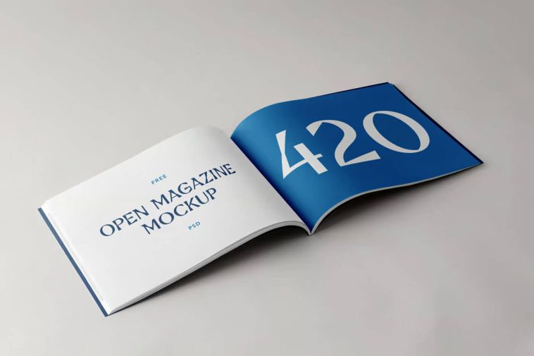 Free Open Horizontal Magazine Mockup