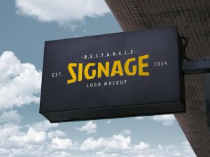 Free Rectangle Signage Board Mockup PSD