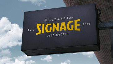 Free Rectangle Signage Board Mockup PSD