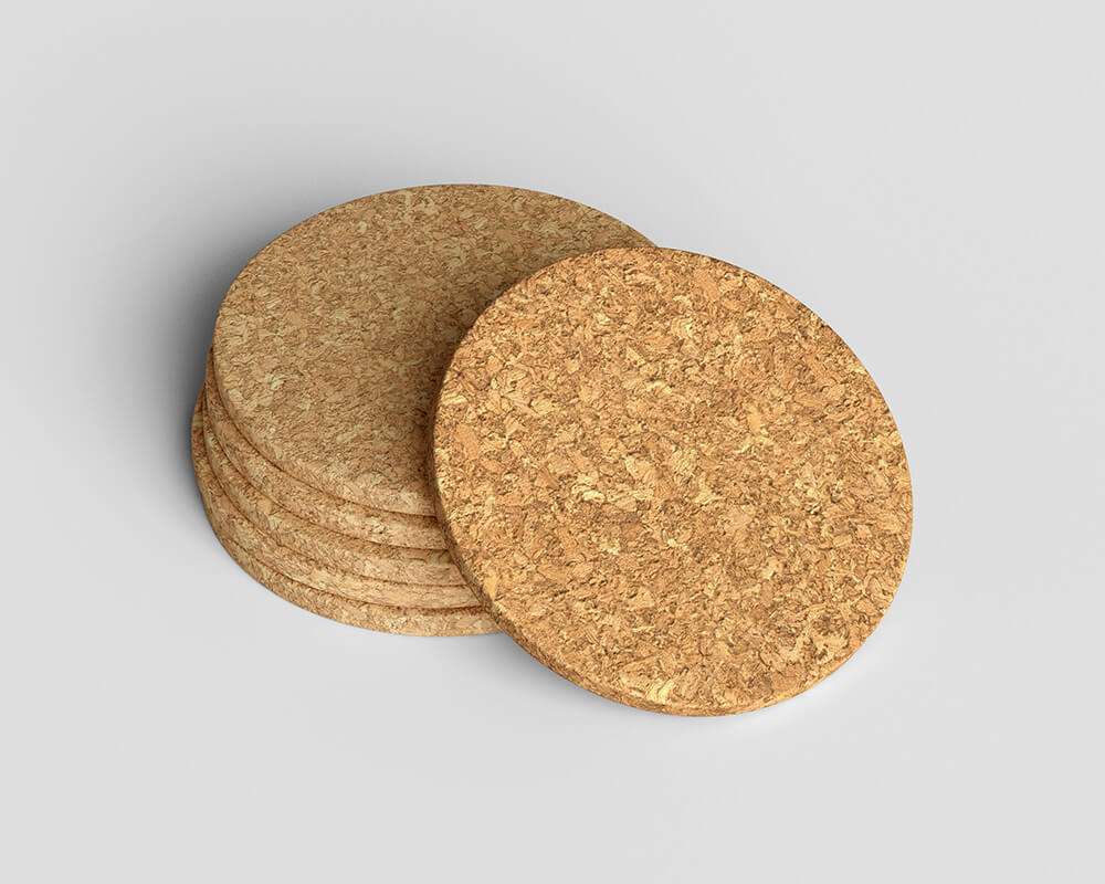 Free Set of Cork Coaster Mockup