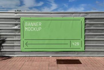 Free Steel Fence Sheet Banner Mockup PSD