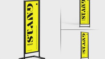 Free Tall Banner Metal Stand Mockup PSD Set