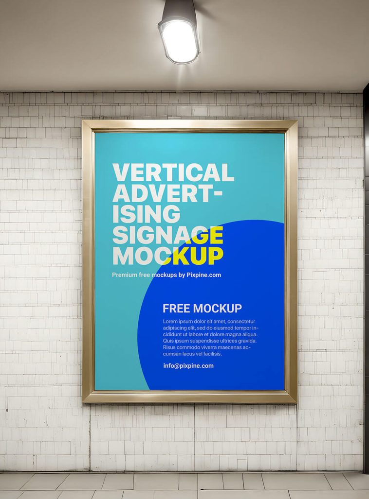 Free Vertical Advertising Signage Poster Mockup