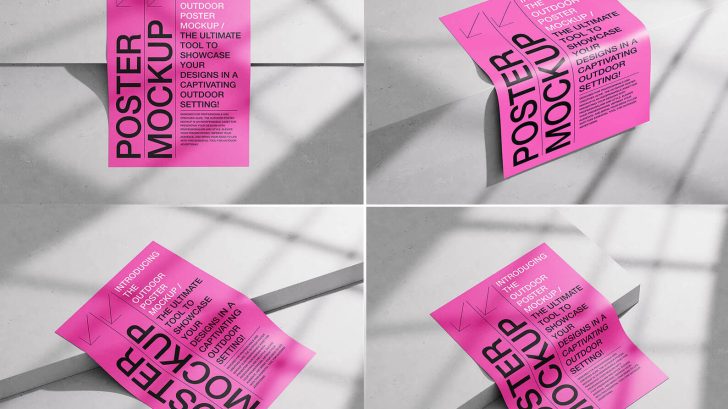 4 Dark Scene Free A4 Flyer Mockup PSD set - PsFiles