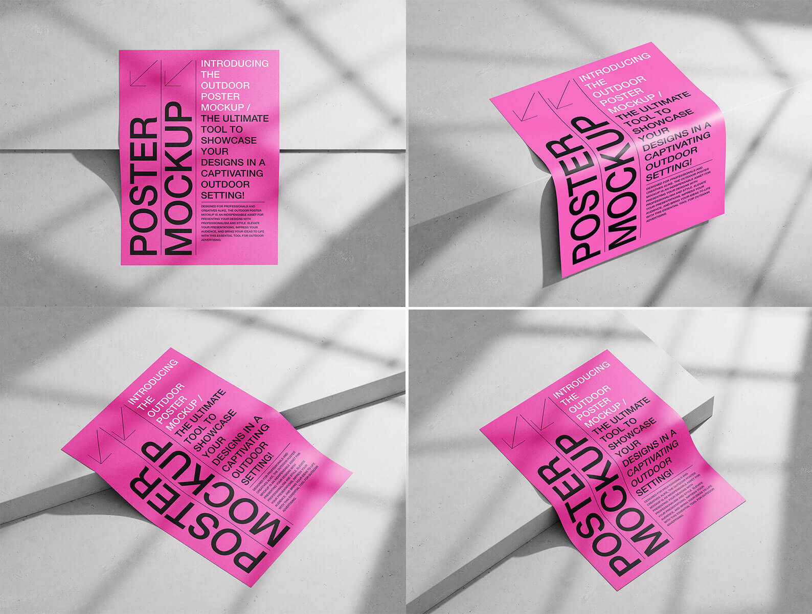 3 Free Poster / Flyer Mockups set on Concrete