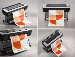 4 Free Plotter Printing Poster Mockup PSD Files
