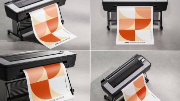 4 Free Plotter Printing Poster Mockup PSD Files