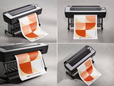4 Free Plotter Printing Poster Mockup PSD Files